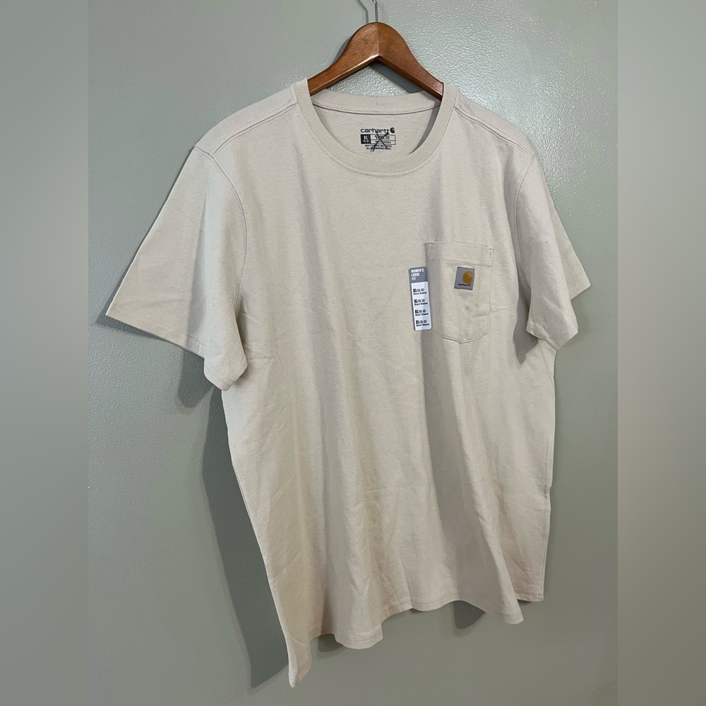 Carhartt Womens Cotton Lose Fit Short Sleeve Tee Cream Pocket T-Shirt Xl New - Picture 3 of 7